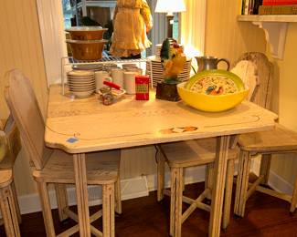 Vintage drop leaf table and 4 chairs