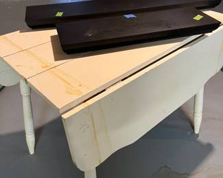 Floating shelves, vintage table