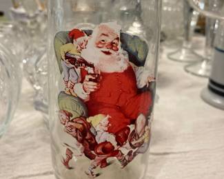 Christmas Santa Glass Coca Cola Theme 