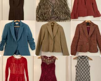 Antonio Melania Dress, Faux Fur Vest, Mauve Blazer, Teal Blazer, “The Limited” blazer, Red Dress, Burgandy dress, Black & Grey Dress 
