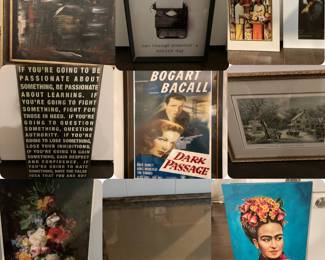 Large framed Abstract Painting, Framed Quote, Prints, Wooden Quote, Large Oversized Framed Bogart/Bacall Movie Poster, Currier & Ives Framed Winter Print, Floral Print mounted on board, Barnwood frame with glass, Frida Khalo Painting 