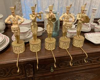 Glittered Marching Band Christmas Stocking Hangers - set of 5 