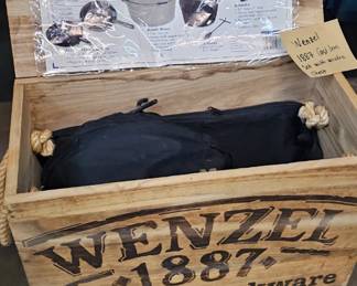  WENZEL 1887 CAST IRON SET W/ WOODEN CHEST