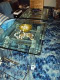 Lucite end-tables (also matching coffee table & lamp table).