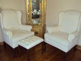 Pair of beautiful white wing chairs