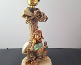 Vintage “Just Resting” Little Girl Sitting On A Fence Hummel Figure Lamp Stamped W.Goebel and W.Germany