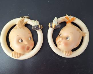 Hummel Ba-Bee BaBee Ring Wall Plaque 30/ A & B - Boy & Girl - Incised M.I. Hummel