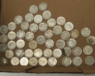 Lot 490. Full Roll of 50 silver Roosevelt Dimes