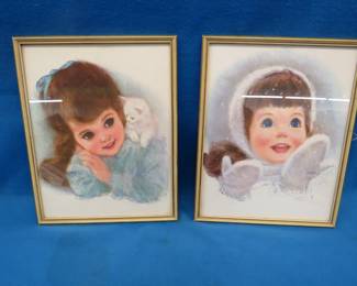 Lot 180. Two framed cute little girl prints.&nbsp; 14.5" x 11.5"