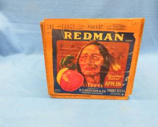 Lot 226. Vintage wooden fruit box with a Native American label