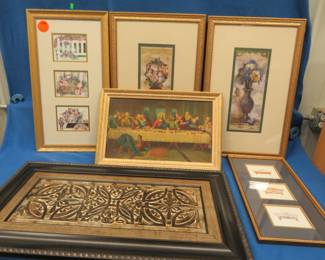 Lot 405. Six pieces of wall art including a Last Supper