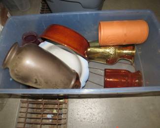 Lot 119. Tote with vases and bowls and more. (Please see photos for more items)
