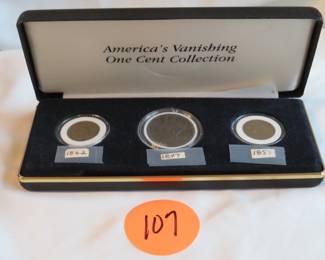 Lot 107. America's Vanishing One Cent Collection including:  1847 Matron Head 1857 Flying Eagle 1862 Indian Head