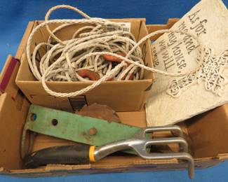 Lot 242. Large hook with nylon rope and more