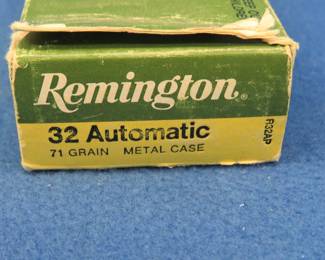 Lot 232. 36 mixed 32 Automatic rounds in a Remington box