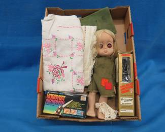 Lot 72. Air brush kit, tablecloths, and more