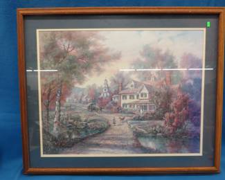 Lot 173. Double-matted framed print in an oak frame.&nbsp; 36" x 30".