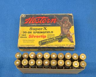 Lot 138. Vintage Winchester Western Super-X 30-06 box with 20 mixed rounds