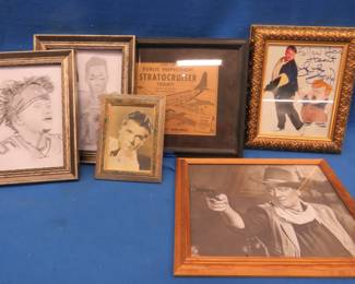 Lot 277. Framed wall art including a Louie Anderson autograph
