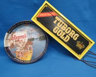 Lot 215. Tuborg Gold Sign and Hamm's Serving Tray