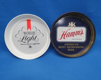 Lot 183. Plastic Michelob Light and Metal Hamm's Serving Trays