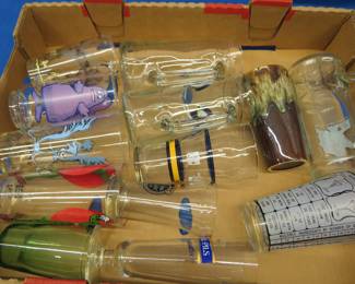 Lot 348. Pepsi cartoon glasses, beer glasses, and more