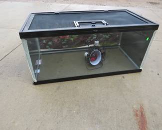 Lot 428. 36"x18"x17" Critter cage with two heat lamps