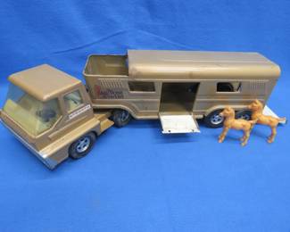 Lot 68. Structo Vista Dome Horse Van Toy Truck, Trailer, and Horses