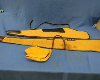 Lot 90. Two rifle cases and a leather mitt for handling hot gun barrels