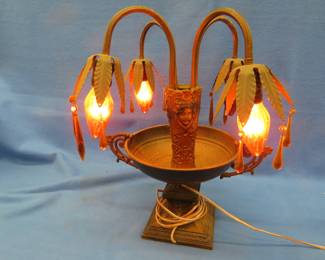 Lot 275. Vintage working all-metal lamp with non-matching prisms.