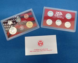 Lot 133. 2003 United States Proof Set; Illinois, Alabama, Maine, Missouri, and Arkansas Quarters