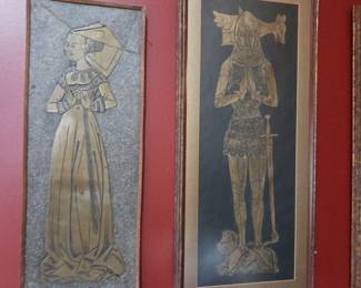 Brass rubbings framed