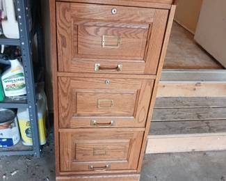 Wooden three drawer filing cabinet
