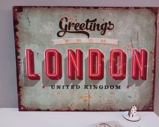 Tin greetings from London United Kingdom sign