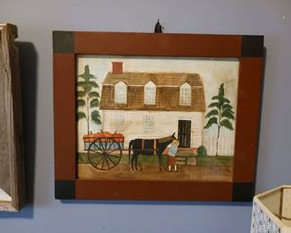 Primitive horse pumpkin delivery cart Halloween