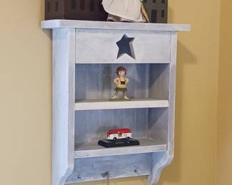 Primitive Shelf with a star and primitive painted houses