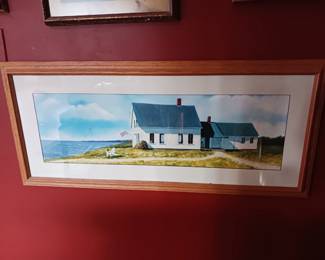 Seaside watercolor framed