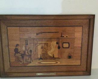 Vintage Inlaid Wood Tray or Wall Art