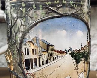 Vintage Hand Painted German Beer Glass.