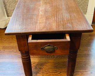Vintage Antique One Drawer Wood End Table.