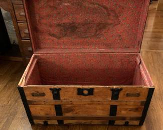 Antique Victorian Metal Bound Wood Steamer Trunk. 3 to choose from.