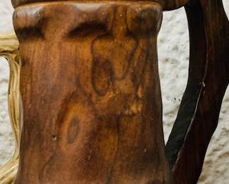 Vintage Carved Wood Spanish Drink Stein.