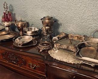 Fine English Triple Plated Silver Serving Items.