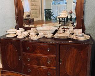 Antique Mirrored Mahogany Sideboard/Buffet. Beautiful.