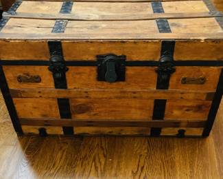 Antique Victorian Metal Bound Wood Steamer Trunk. 3 to choose from.