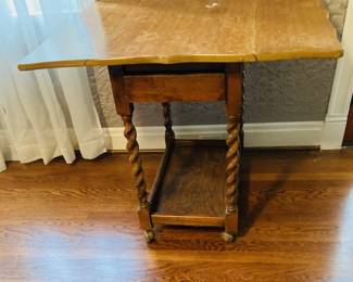 Antique 19th Century Drop Leaf Wood Table.