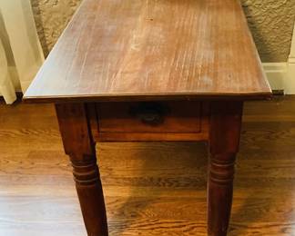 Vintage Antique One Drawer Wood End Table.