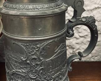 Antique German Pewter Stein.