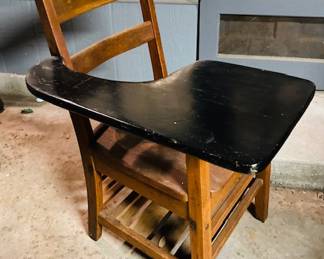 Antique Solid Oak School Desk.