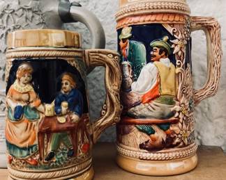 Vintage German Stoneware Beer Steins.